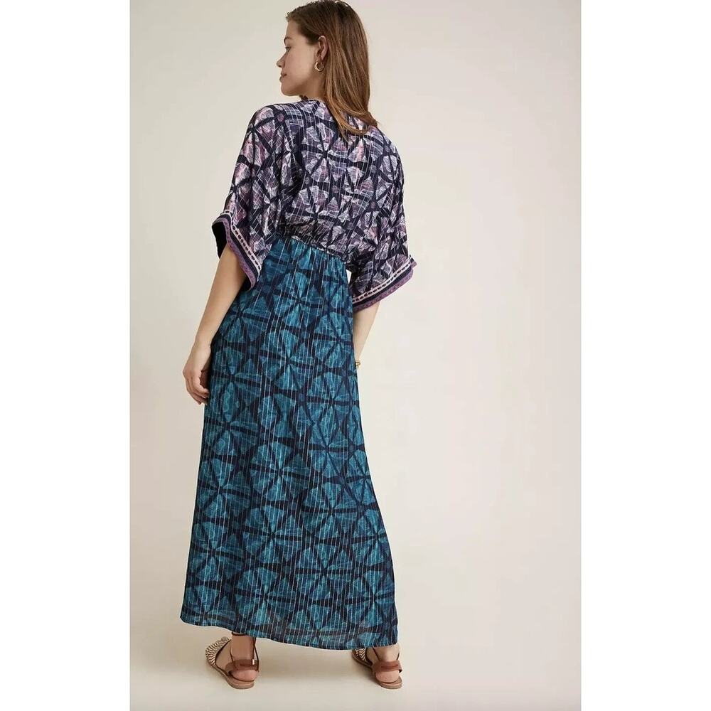 Anthropologie Bl-nk London Lisette Kimono Sleeve Max Dress XL Boho Metallic - Picture 3 of 10